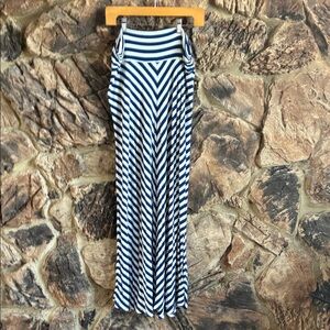 Striped Blue and White Women's Maxi Skirt